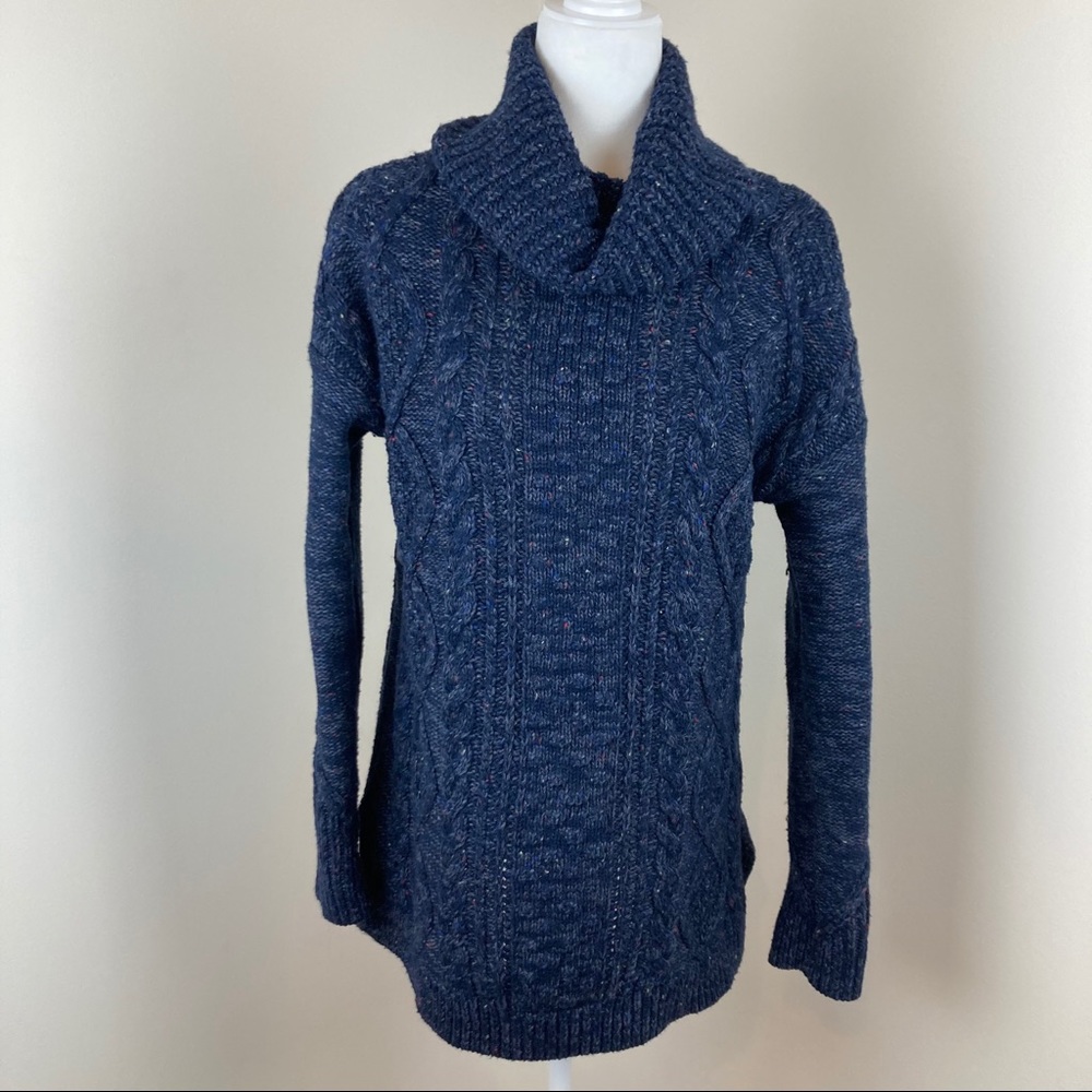 Lands’ End Speckle Cable Knit Turtleneck Sweater H